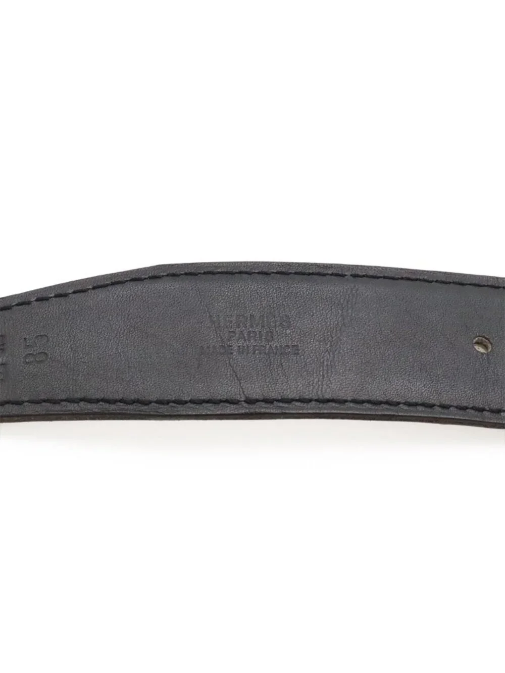 Hermes Belt Buckle Reversible Box Calf Veau Epsom Black White Silver 85